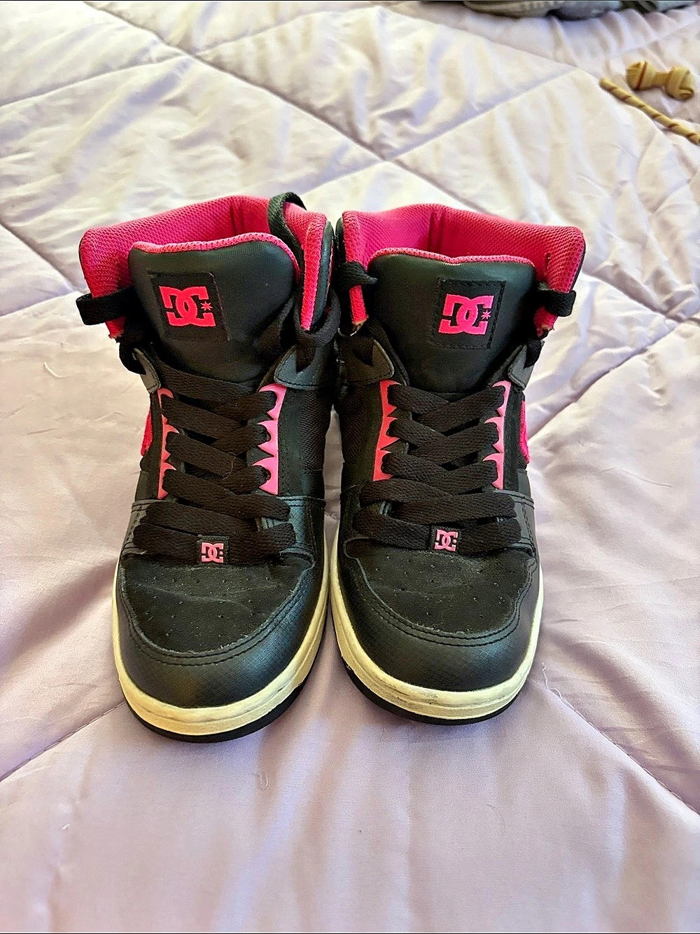 DC Black & Pink High-Top Sneakers